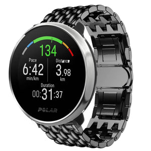 Steel Dragon Strap, black, on a watch, 3/4 front view