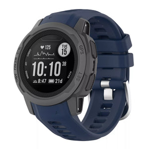 Silicone Strap, dark blue, on a watch, 3/4 front view