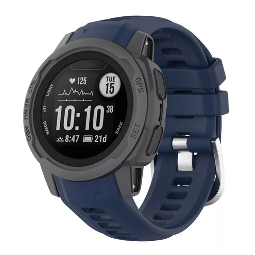 Silicone Strap, dark blue, on a watch, 3/4 front view