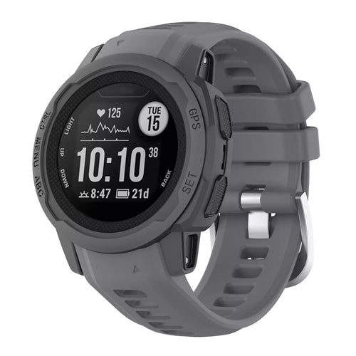 Silicone Strap, dark grey, on a watch, 3/4 front view
