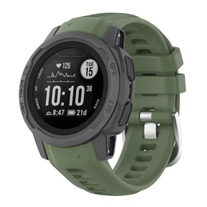 Silicone Strap, dark green, on a watch, 3/4 front view