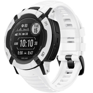 Silicone Strap, white, on a watch, 3/4 front view