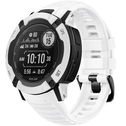 Silicone Strap, white, on a watch, 3/4 front view