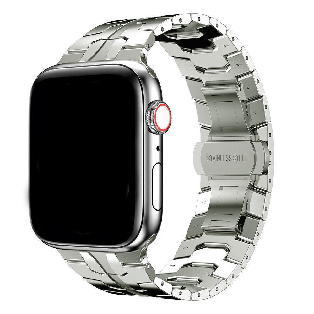 Steel Iron Strap, titanium, on a watch, 3/4 front view