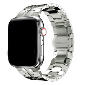 Steel Iron Strap, titanium, on a watch, 3/4 front view