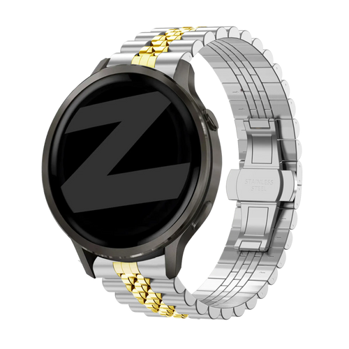 Steel Strap 'Jubilee', silver/gold, on a watch, 3/4 front view