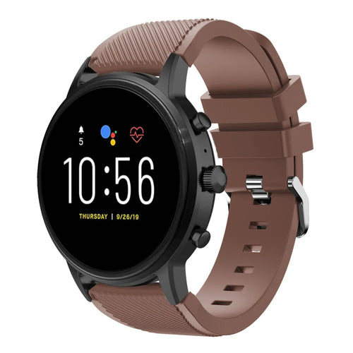Twill Silicone Strap, on a watch, 3/4 front view