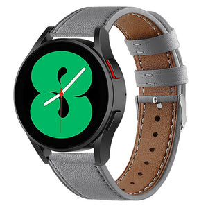 Modern Leather Strap, grey, on a watch, 3/4 front view