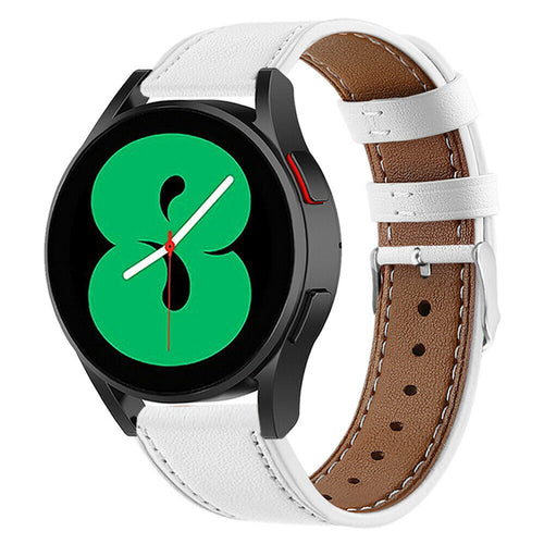 Modern Leather Strap, white, on a watch, 3/4 front view