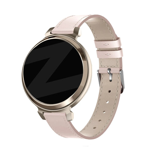 Leather Strap 'Deluxe', pink, on a watch, 3/4 front view
