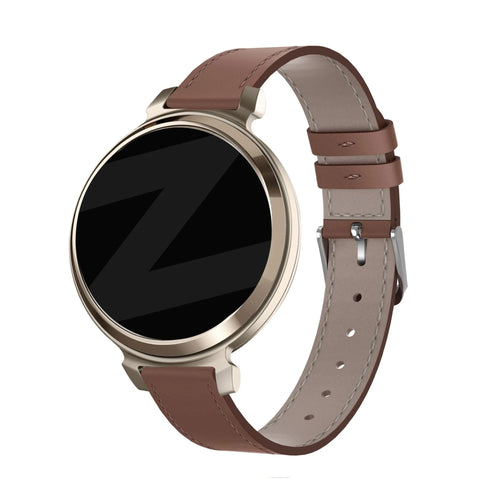 Leather Strap 'Deluxe', brown, on a watch, 3/4 front view