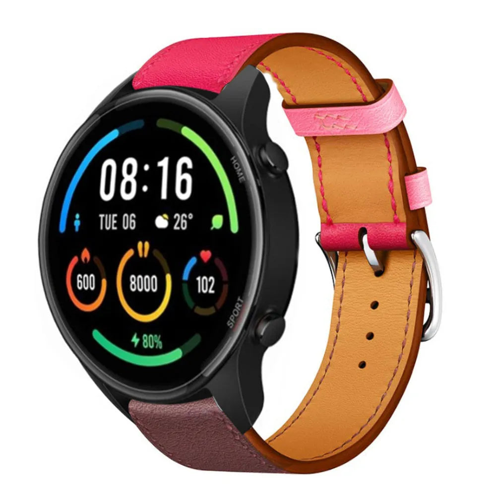 Leather Strap 'Duo', on a watch, 3/4 front view