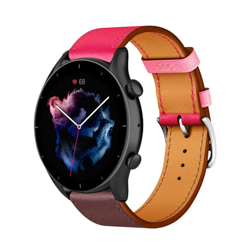 Leather Strap 'Duo', on a watch, 3/4 front view