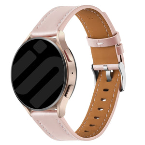 Leather Strap 'One Push', light pink, on a watch, 3/4 front view