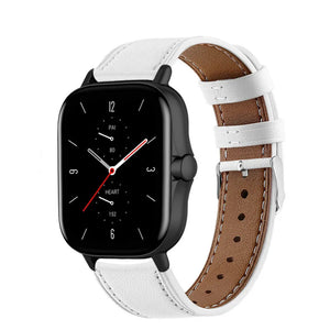 Modern Leather Strap, white, on a watch, 3/4 front view