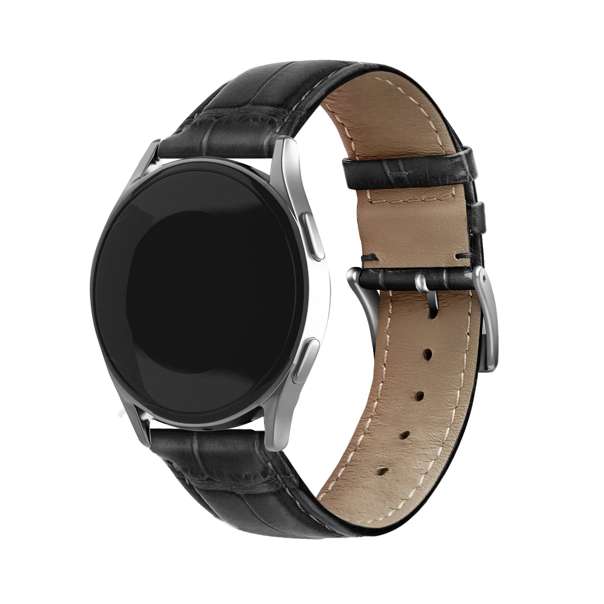 Bracelet cuir crocodile granulé Coros Pace 2 (noir)