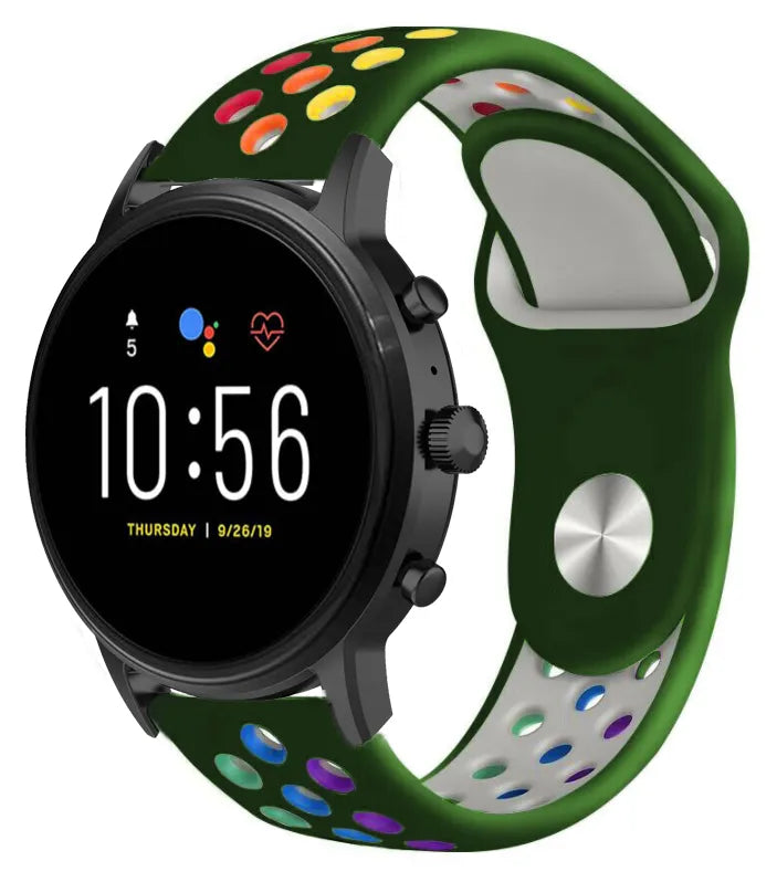Silicone Sport Strap, on a watch, 3/4 front view