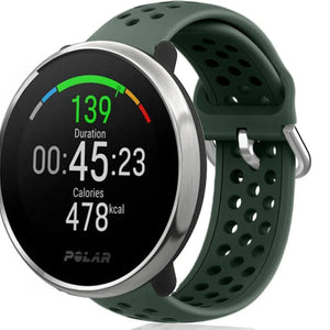 Breathable Silicone Strap, army green, on a watch, 3/4 front view
