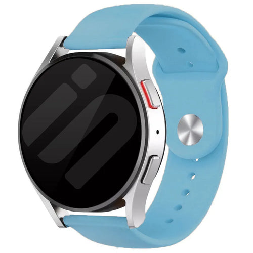 Silicone Sport Strap, light blue, on a watch, 3/4 front view