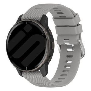 Silicone Strap, light grey, on a watch, 3/4 front view