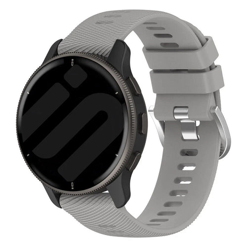 Silicone Strap, light grey, on a watch, 3/4 front view