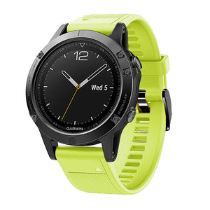 Silicone Strap, light green, on a watch, 3/4 front view