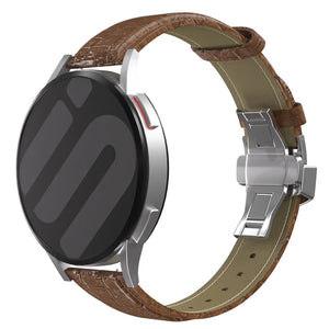 Premium Leather Strap, brown, on a watch, 3/4 front view