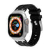 Bracelet silicone de luxe liquide Apple Watch (noir avec argent)