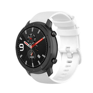Premium Silicone Strap, white, on a watch, 3/4 front view