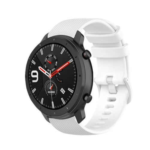Premium Silicone Strap, white, on a watch, 3/4 front view