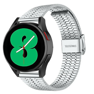 Fine Steel Strap, silver, on a watch, 3/4 front view