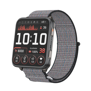 Nylon Strap, grey-blue, on a watch, 3/4 front view