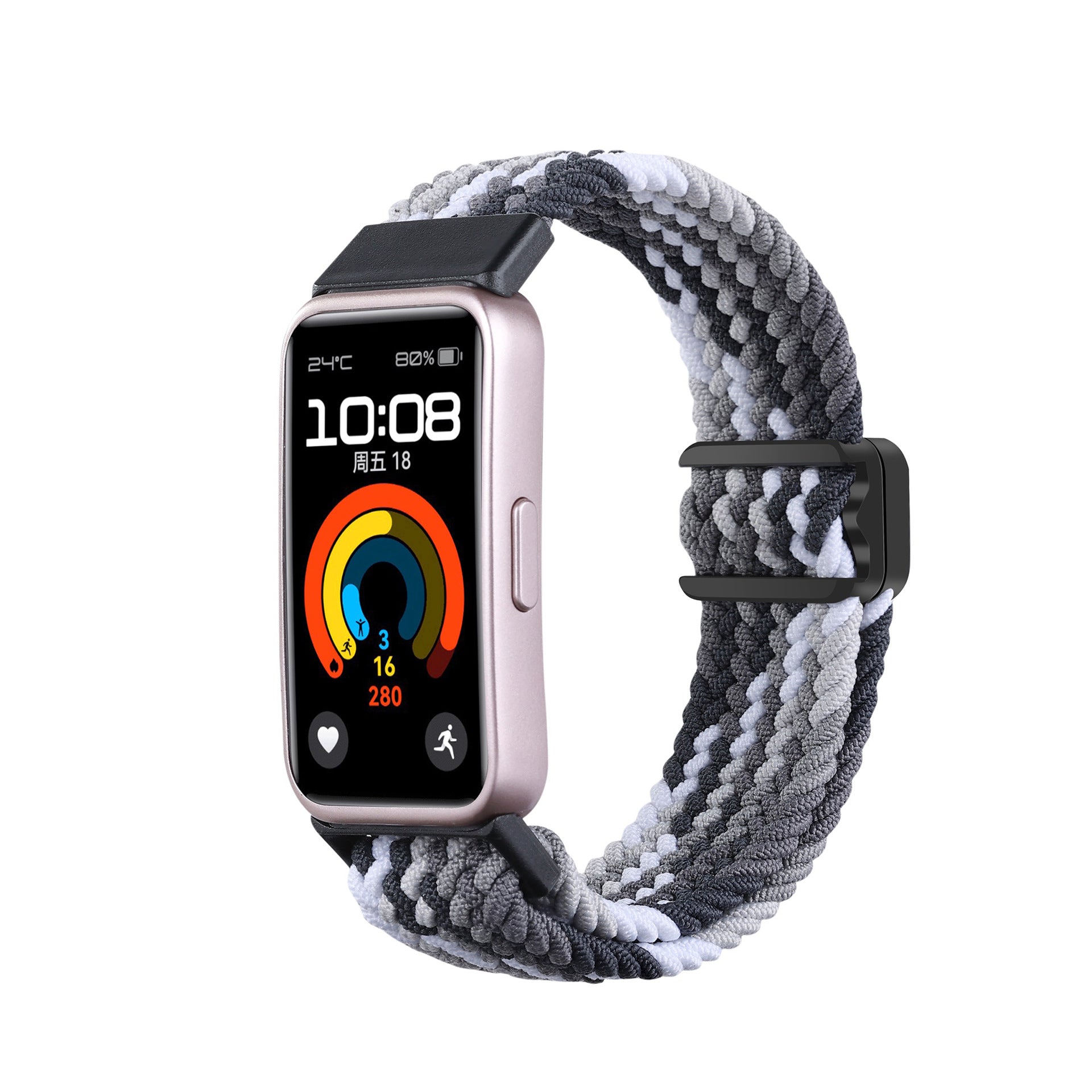 Bracelet tressé Huawei Band 9 (mandala noir)
