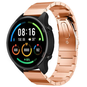 Premium Metal Strap, rose gold, on a watch, 3/4 front view
