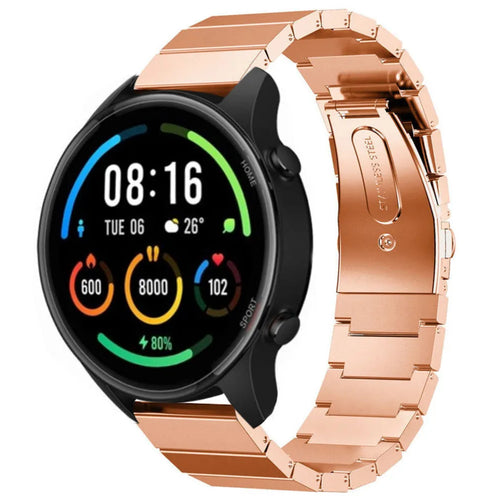 Premium Metal Strap, rose gold, on a watch, 3/4 front view
