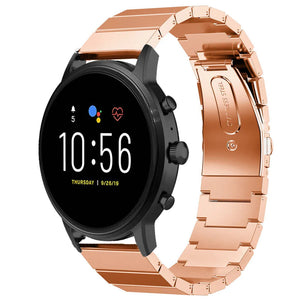 Premium Metal Strap, rose gold, on a watch, 3/4 front view
