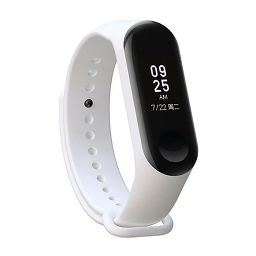 Silicone Strap, white, on a watch, 3/4 front view