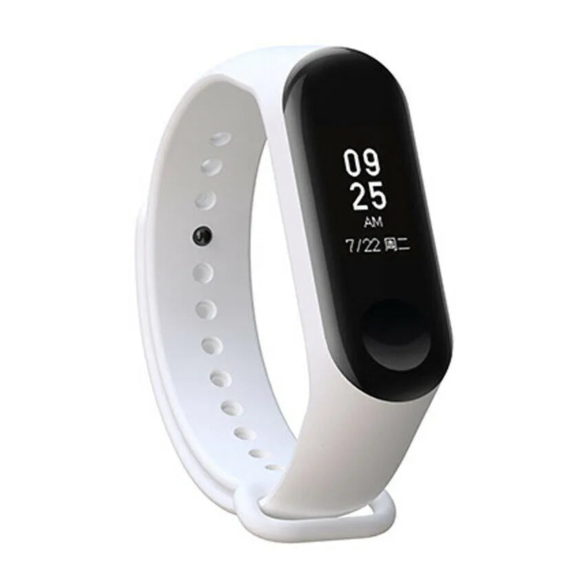 Silicone Strap, white, on a watch, 3/4 front view