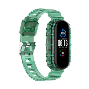 Silicone Clear TPU Strap, transparent green, on a watch, 3/4 front view