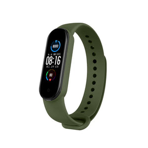 Silicone Strap, green, on a watch, 3/4 front view