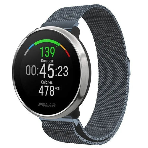 Milanese Strap, space grey, on a watch, 3/4 front view