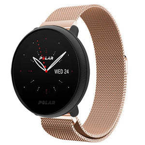 Milanese Strap, rose gold, on a watch, 3/4 front view
