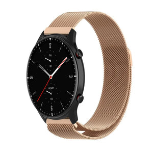 Milanese Strap, rose gold, on a watch, 3/4 front view
