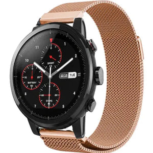 Milanese Strap, rose gold, on a watch, 3/4 front view