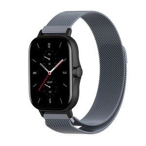 Milanese Strap, space grey, on a watch, 3/4 front view