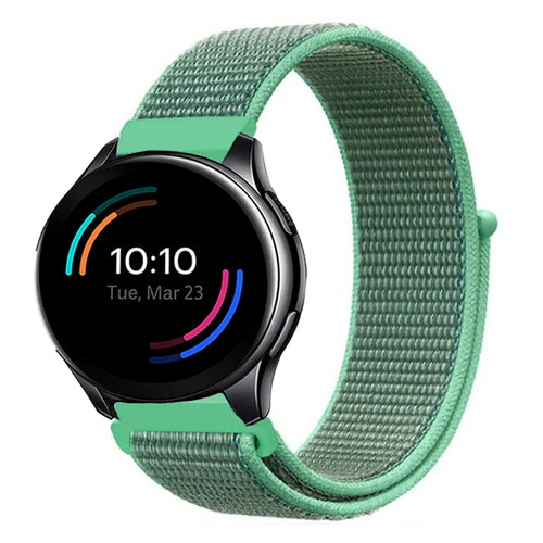 Nylon Strap, mint, on a watch, 3/4 front view