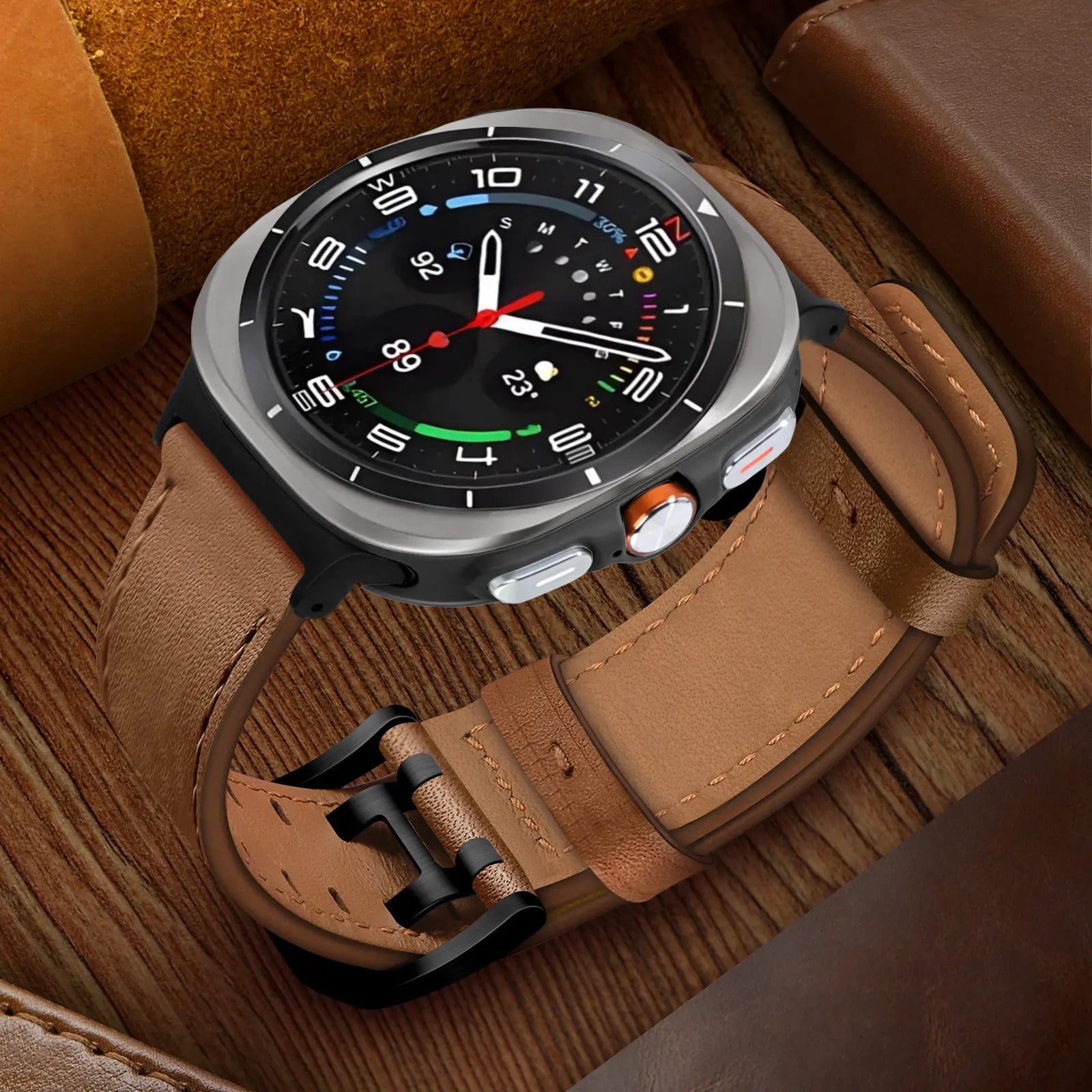 Samsung Galaxy Watch Ultra 2 Double Pin Leather Strap (Brown)