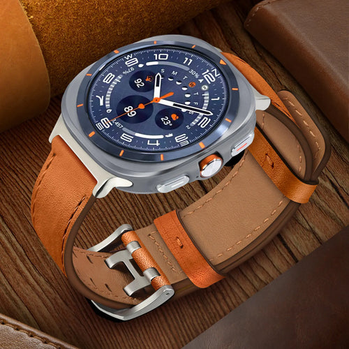 Bracelet cuir à double épingle Samsung Galaxy Watch Ultra (orange)