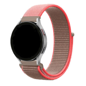Nylon Strap, neon pink, on a watch, 3/4 front view