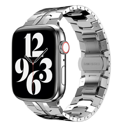 Steel Iron Strap, silver, on a watch, 3/4 front view